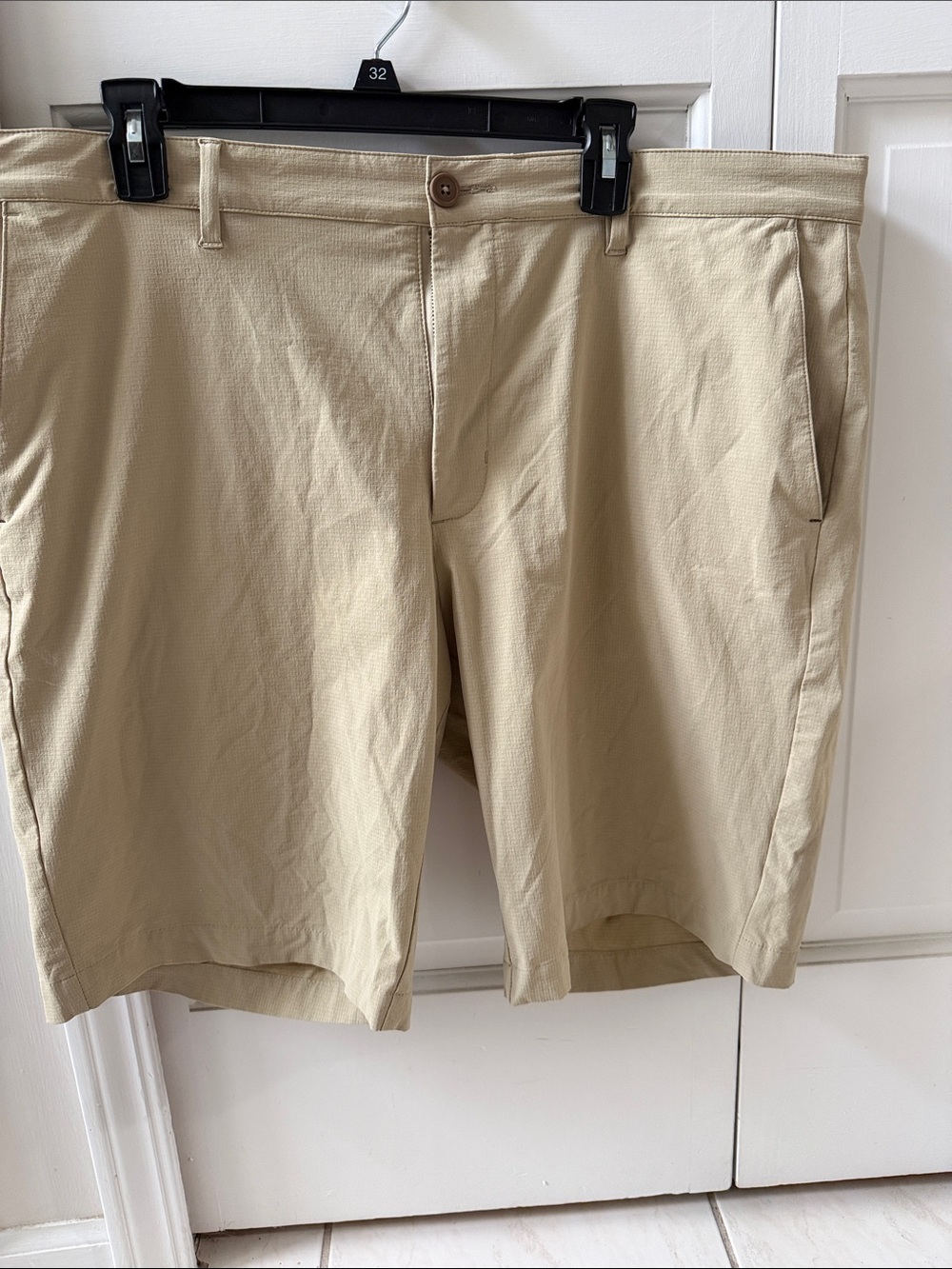 Tommy Bahama Beige Flat-Front Cotton Shorts